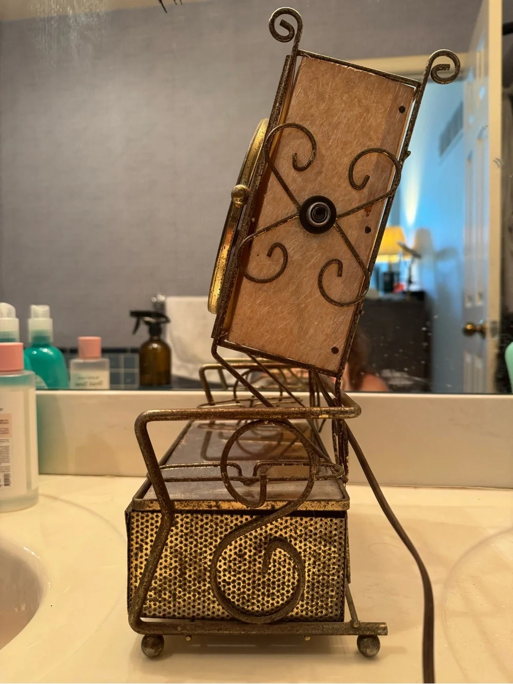 Vintage Gold Vanity Mirror and Jewelry Tray